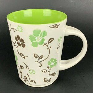 Pier 1 Imports Floral Stoneware Mug Green Interior Dishwasher Microwave Safe